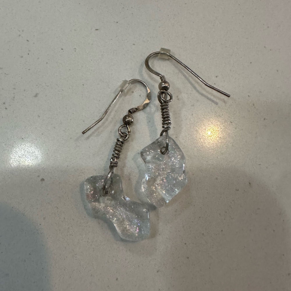 Clear drop down earrings